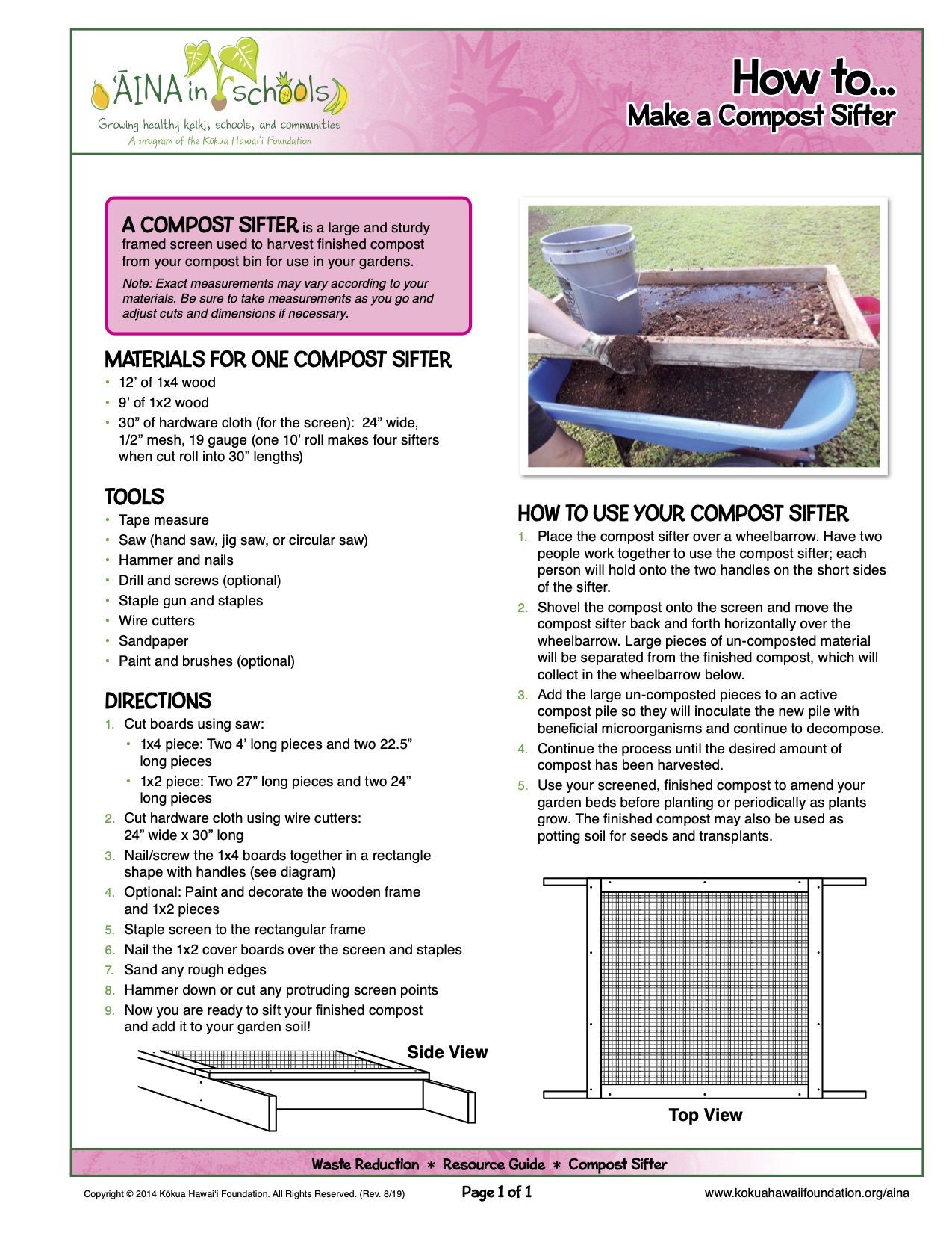 ʻĀINA How to Make a Compost Sifter Kokua Hawaii Foundation